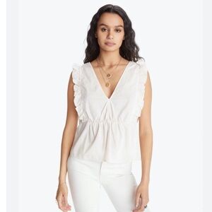 $175 Size S Womens XiRENA Penelope Top in Pink Sands Solid Ruffle